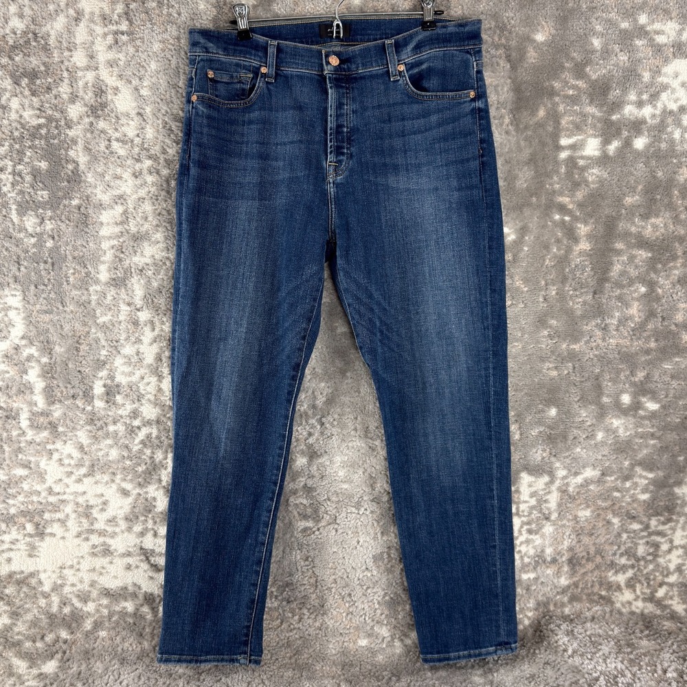 7‎ For All Mankind Size 31 Button Fly Stretch Denim Jean Pants Blue Casual